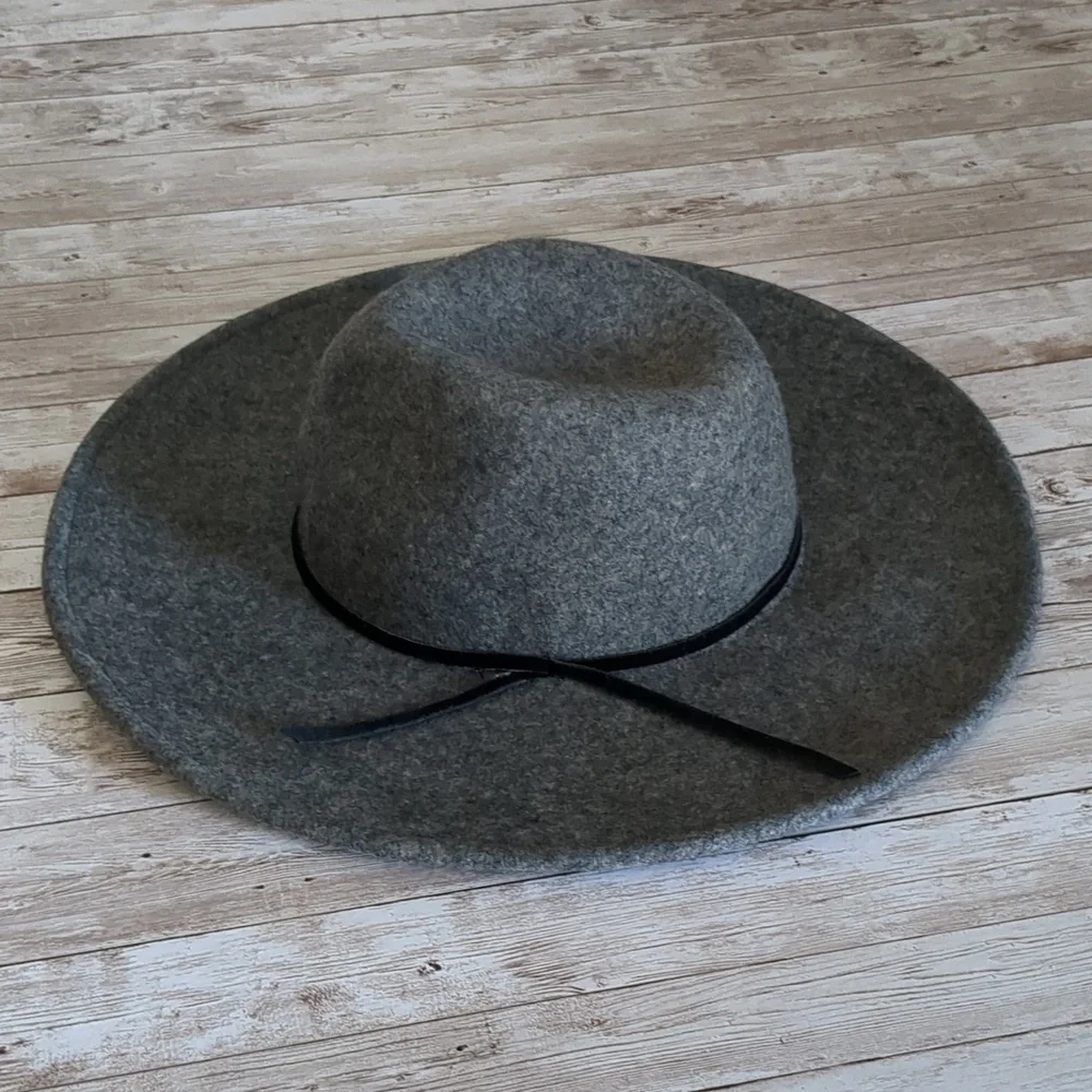 Free People Wool Wide Brim Fedora Hat Black Trim OS - Picture 6 of 14